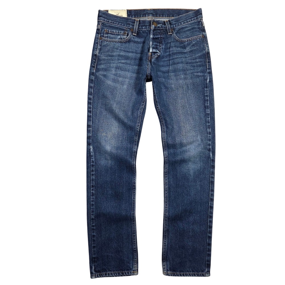 Hollister Skinny Jeans Mens 29x30 Blue Medium Wash Button Fly Denim Preppy Beach